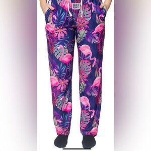Brief Insanity "Pink Flamingo" Print Unisex Lounge Pant w/ Pockets Sz Medium new